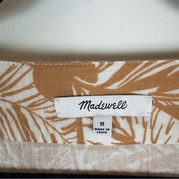 Madewell Lightspun Drawstring Cover-Up Romper in Palm Leaves Size M - Picture 6 of 9